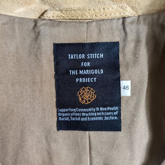 Taylor Stitch Marigold Mens 46 Sand Suede Long Haul Jacket Tan Barn Corduroy Lux - Picture 3 of 11